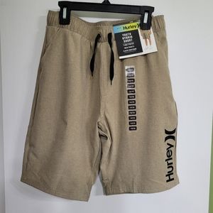 NWT Hurley Youth Hybrid Shorts size 14 / 16 Khaki Sand Tan Beach Surf Water New